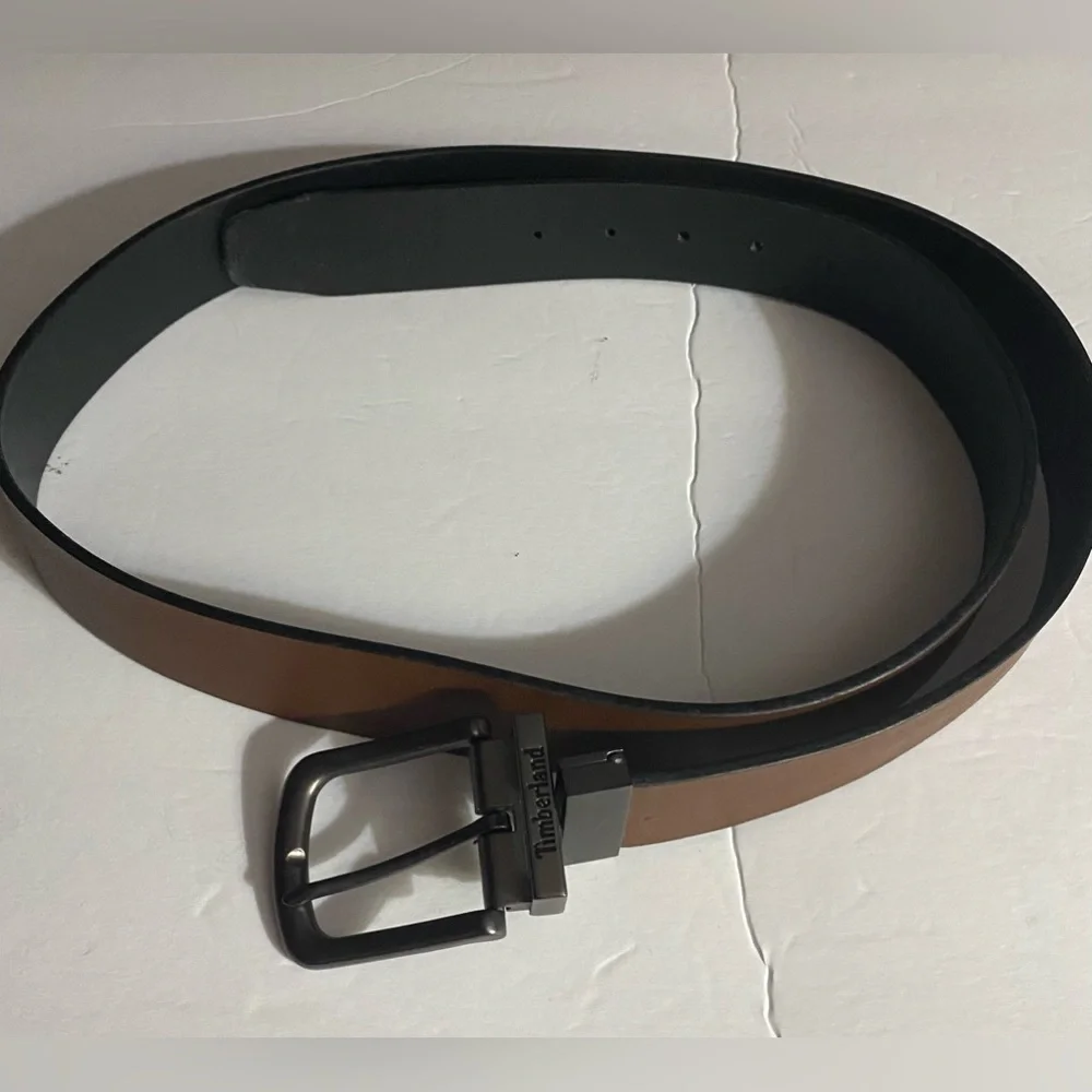 TIMBERLAND Belt, Full Grain Leather, Reversible Black, Brown, Sz 48​, 3X